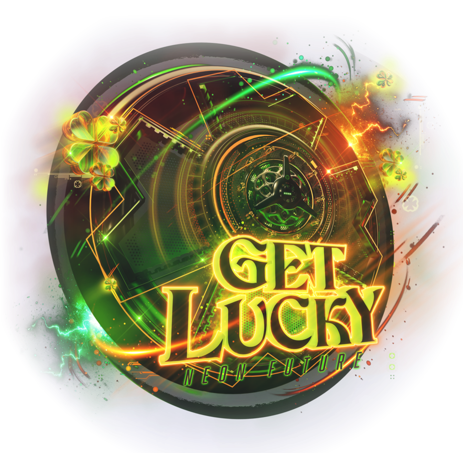 Get Lucky 2026 Neon Future Festival - Main event logo featuring futuristic neon design